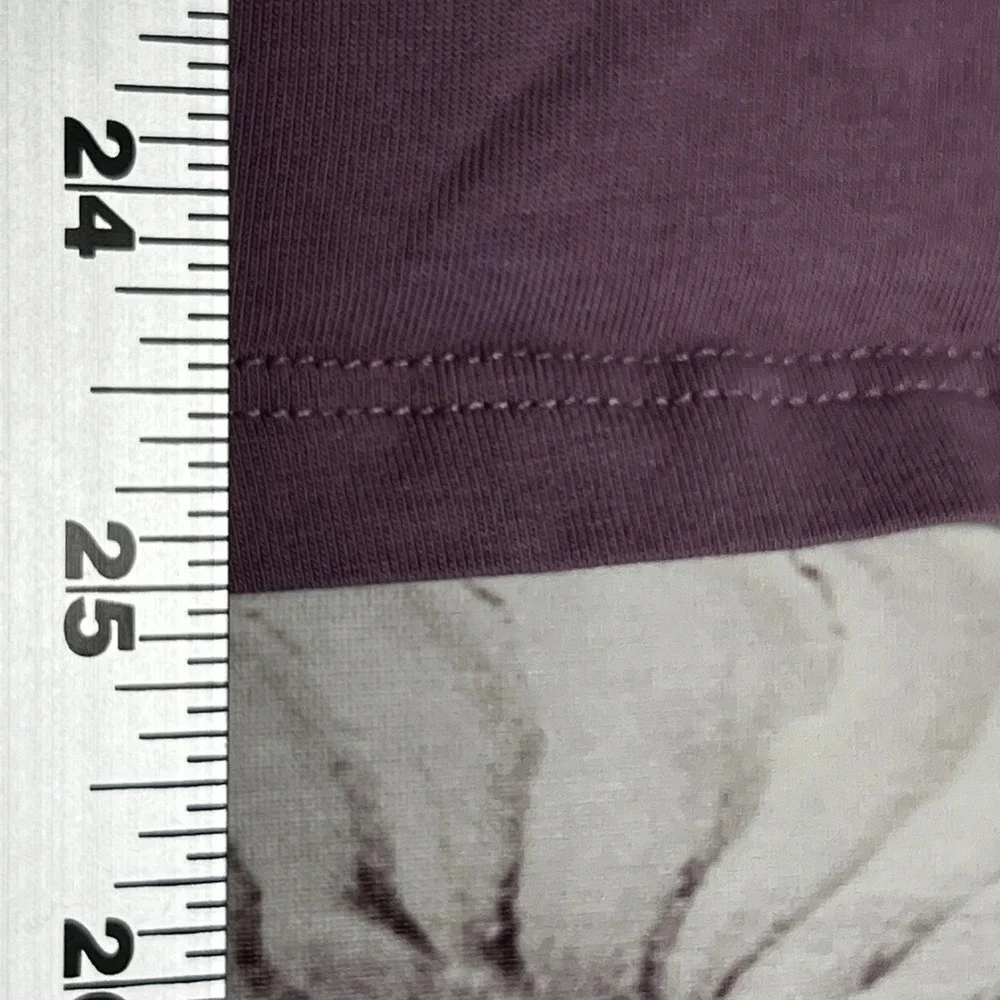 Aveto V-Neck Long‎ Sleeve Top Women Large Purple Solid Cotton Blend Tee Basic